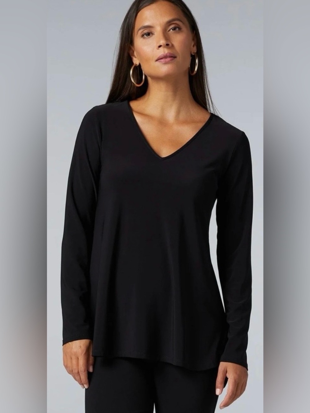 Women’s Franne Golde LA Essential Navy V-Neck Long Sleeve Tunic Grace Top Large